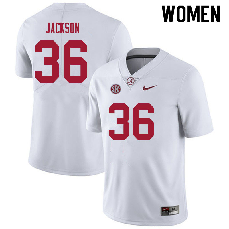 Alabama Crimson Tide Women's Ian Jackson #36 White NCAA Nike Authentic Stitched 2021 College Football Jersey GA16D66QG